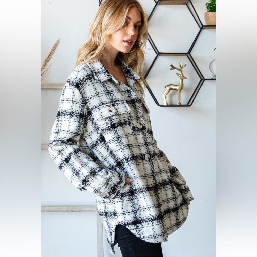 21 Plaid Tweed Flap Pocket Shacket/Jacket